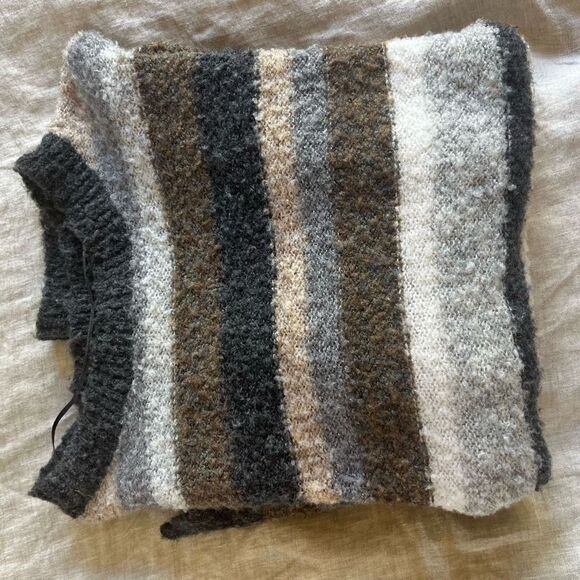 Sonoma sweaters | boucle striped sweater in coastal neutrals fuzzy cozy petite m - Picture 8 of 13